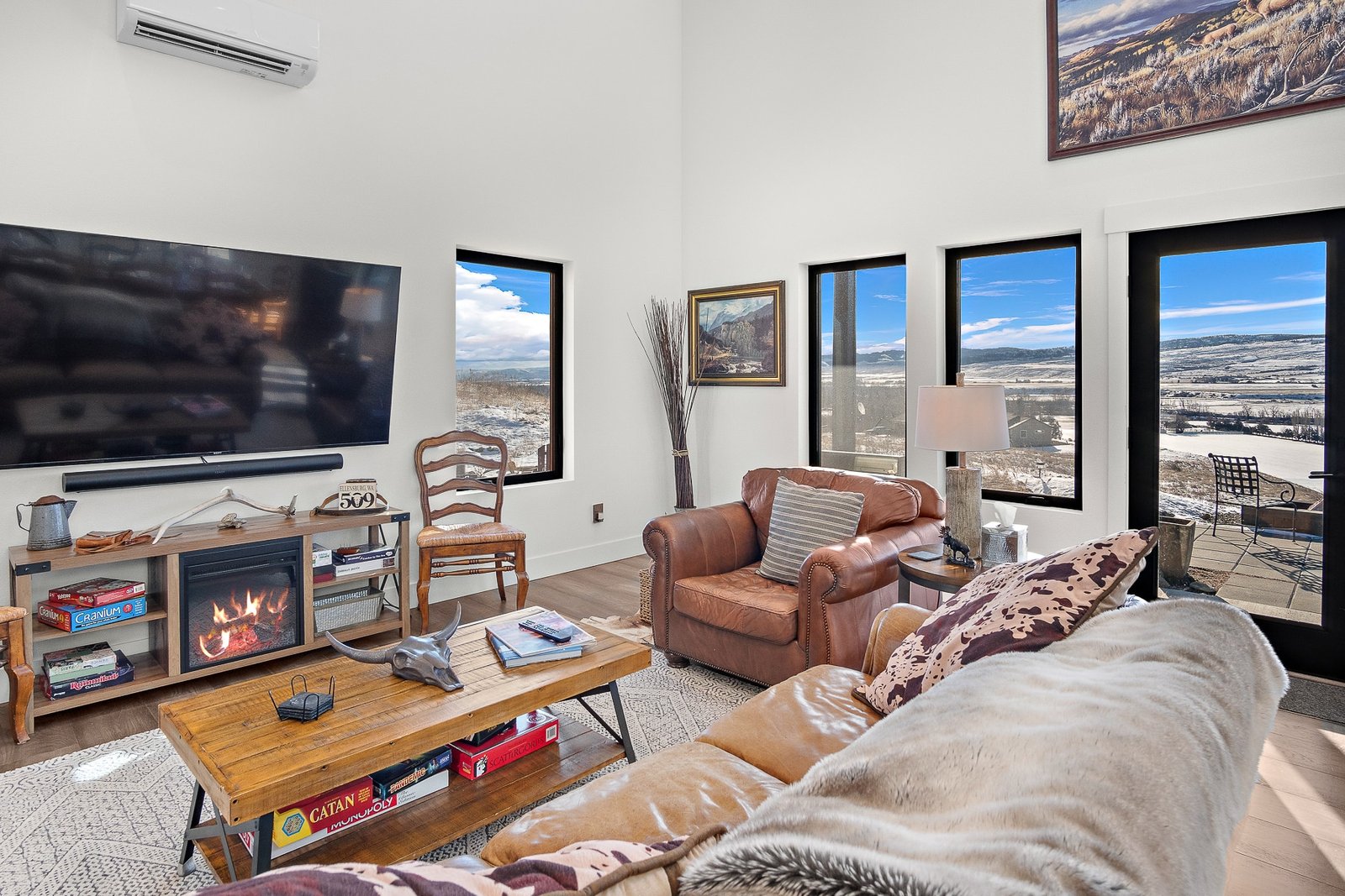 Cozy living room with scenic view